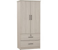 DUBLIN 2 DOOR WARDROBE WITH 2 DRAWER LIGHT OAK