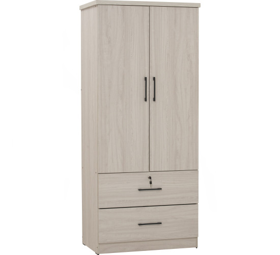 DUBLIN 2 DOOR WARDROBE WITH 2 DRAWER LIGHT OAK