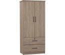 DUBLIN 2 DOOR WARDROBE WITH 2 DRAWER DARK OAK