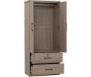 DUBLIN 2 DOOR WARDROBE WITH 2 DRAWER DARK OAK
