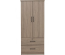 DUBLIN 2 DOOR WARDROBE WITH 2 DRAWER DARK OAK