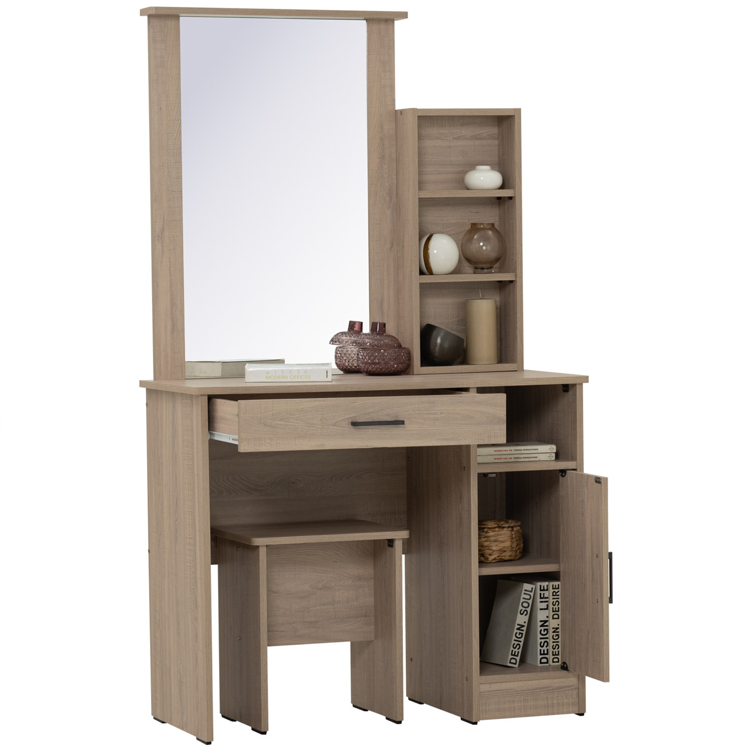 *DUBLIN DRESSING TABLE WITH STOOL DARK OAK *DUBLIN DRESSING TABLE WITH STOOL DARK OAK