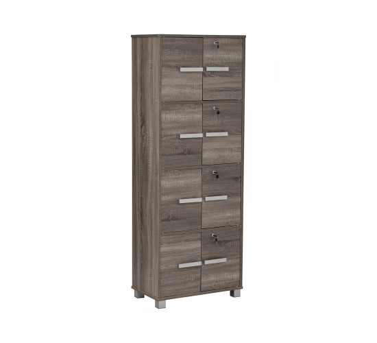 NAOMI 8 DOOR STORAGE BOX WITH LOCK SONOMA DARK
