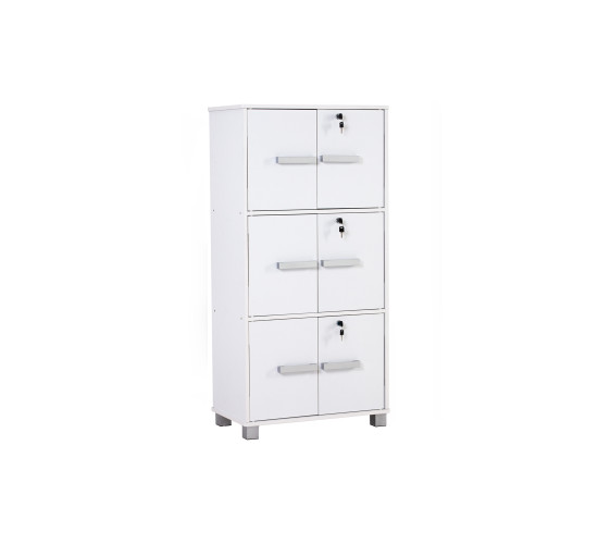 NAOMI 6 DOOR STORAGE BOX WITH LOCK WHITE