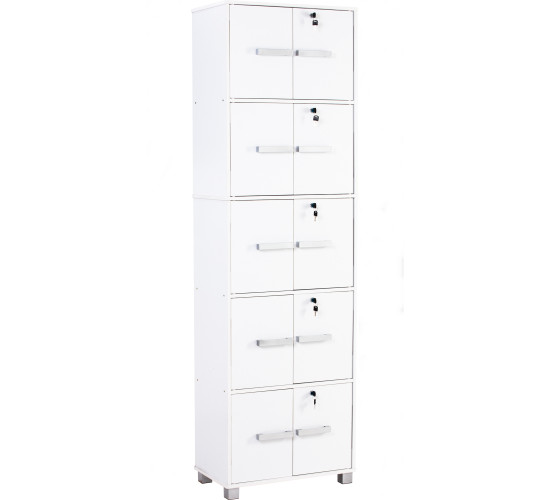 NAOMI 10 DOOR STORAGE BOX WITH LOCK WHITE