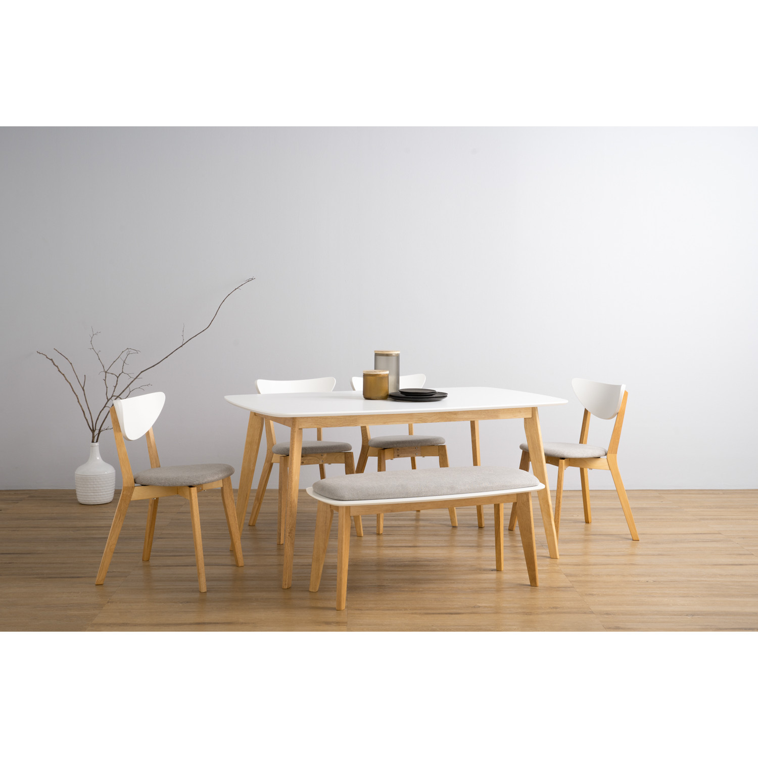 144034/241274/243035 1+4+1 AIMON DINING TABLE WITH NAIDA DINING CHAIR & ARTHUR BENCH 144034/241274/243035 1+4+1 AIMON DINING TABLE WITH NAIDA DINING CHAIR & ARTHUR BENCH