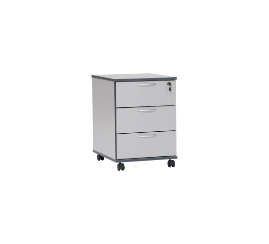 ECO 3 DRAWER MOBILE PEDESTAL GREY