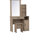 *DUBLIN DRESSING TABLE WITH STOOL DARK OAK