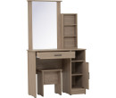*DUBLIN DRESSING TABLE WITH STOOL DARK OAK