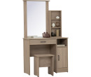 *DUBLIN DRESSING TABLE WITH STOOL DARK OAK