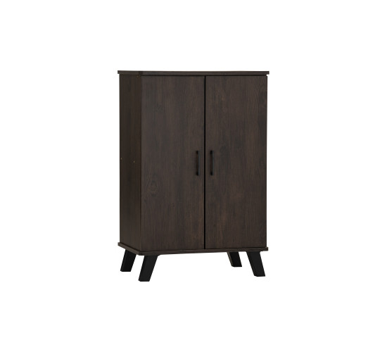 EVERETT 2 DOOR SHOE CABINET BLACK/WALNUT