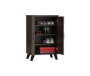 EVERETT 2 DOOR SHOE CABINET BLACK/WALNUT