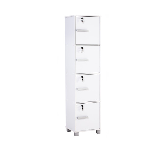 NAOMI 4 DOOR STORAGE BOX WITH LOCK WHITE