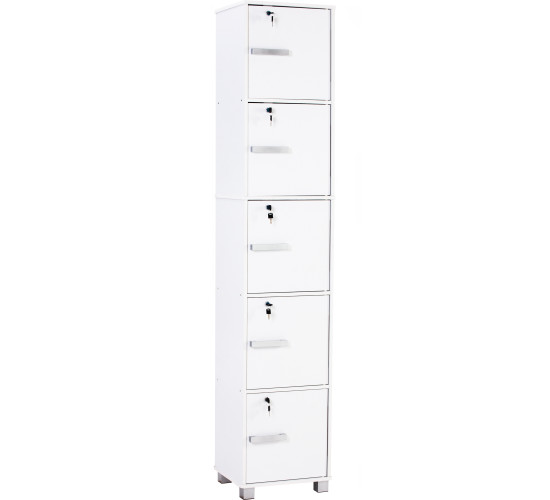 NAOMI 5 DOOR STORAGE BOX WITH LOCK WHITE