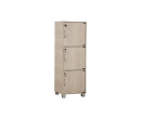 CODEY 3 DOOR STORAGE BOX WITH LOCK & LEG SILVER/GREY LINE