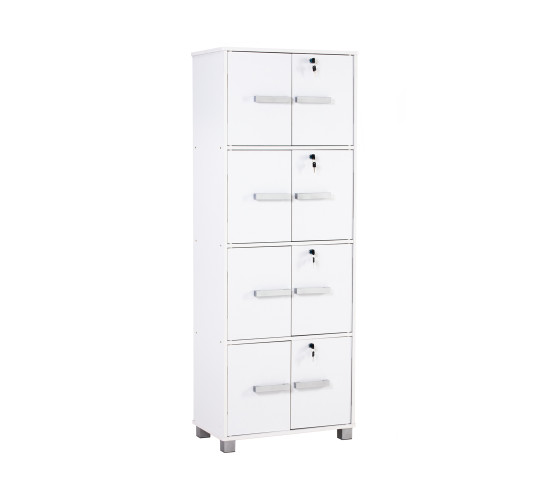 NAOMI 8 DOOR STORAGE BOX WITH LOCK WHITE