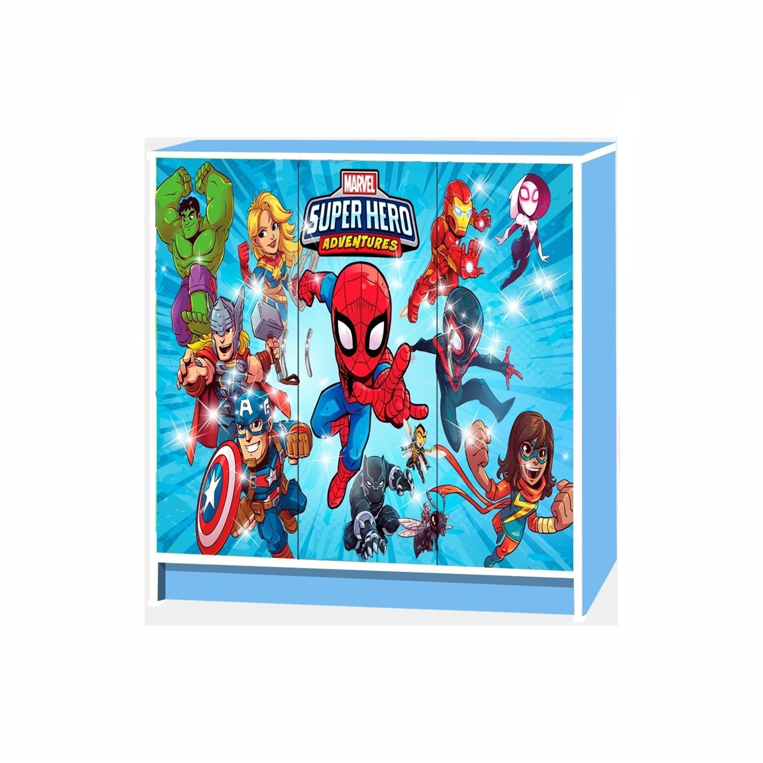 WONDERLAND 3 DOOR CARTOON CABINET BLUE