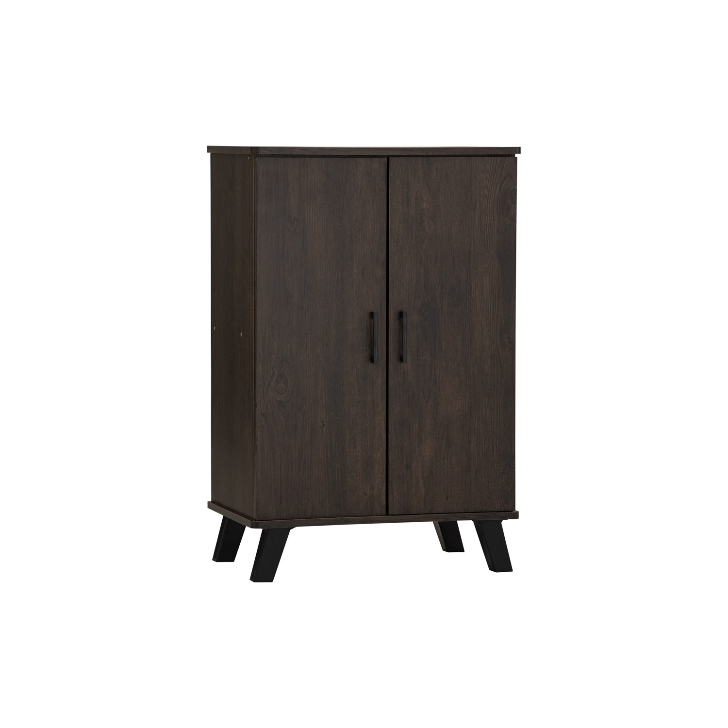 EVERETT 2 DOOR SHOE CABINET BLACK/WALNUT