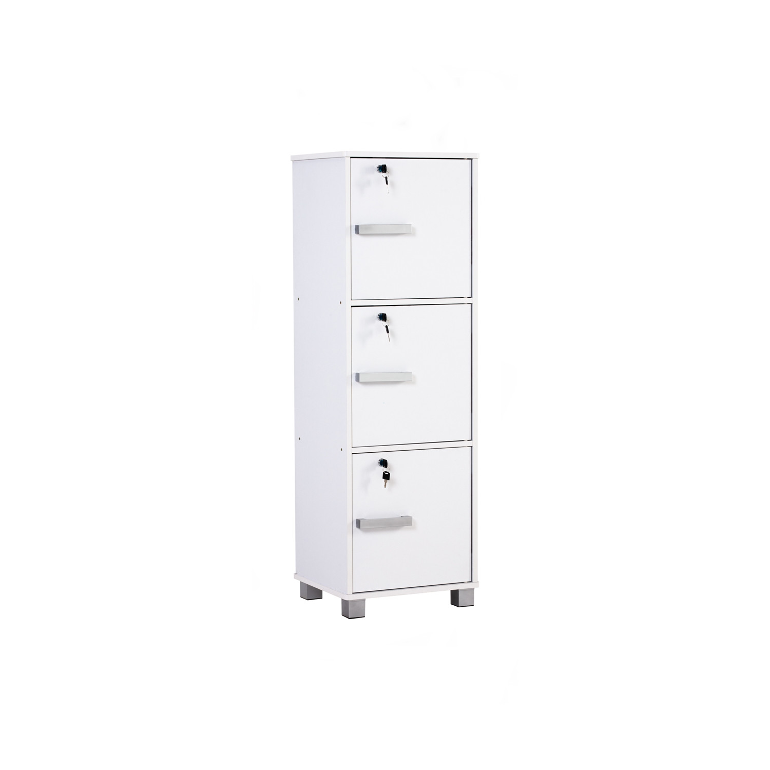 NAOMI 3 DOOR STORAGE BOX WITH LOCK WHITE