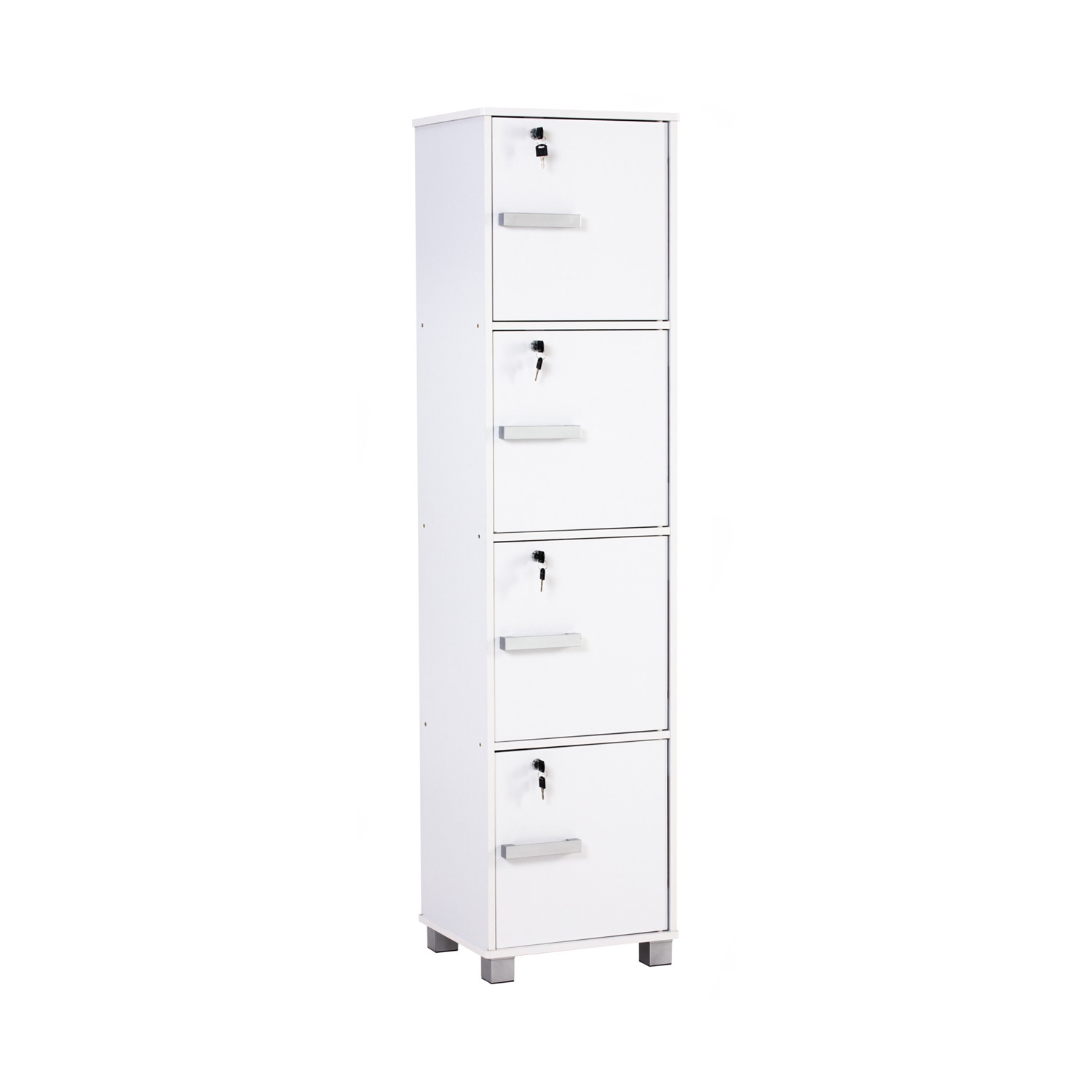NAOMI 4 DOOR STORAGE BOX WITH LOCK WHITE