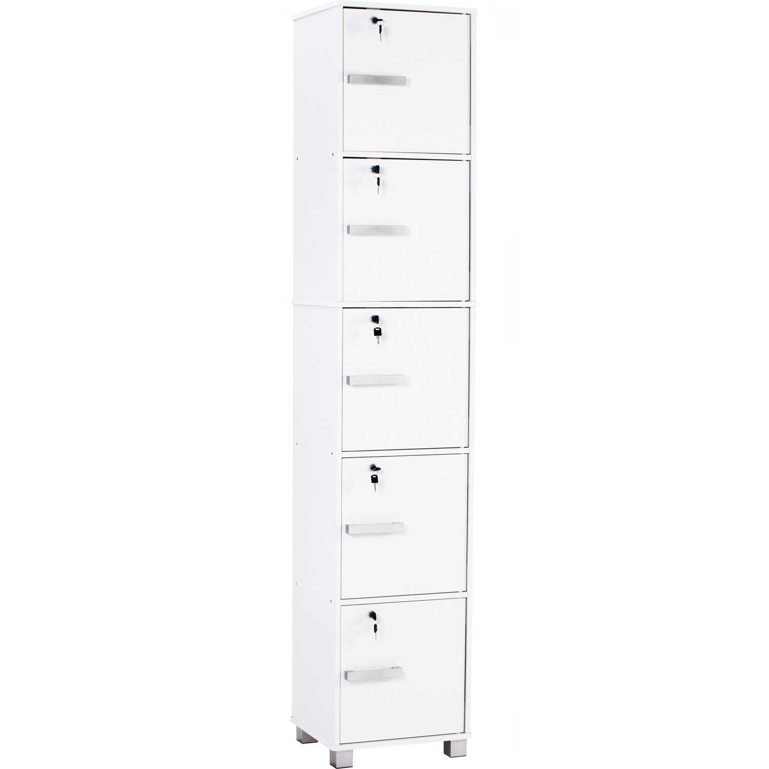 NAOMI 5 DOOR STORAGE BOX WITH LOCK WHITE