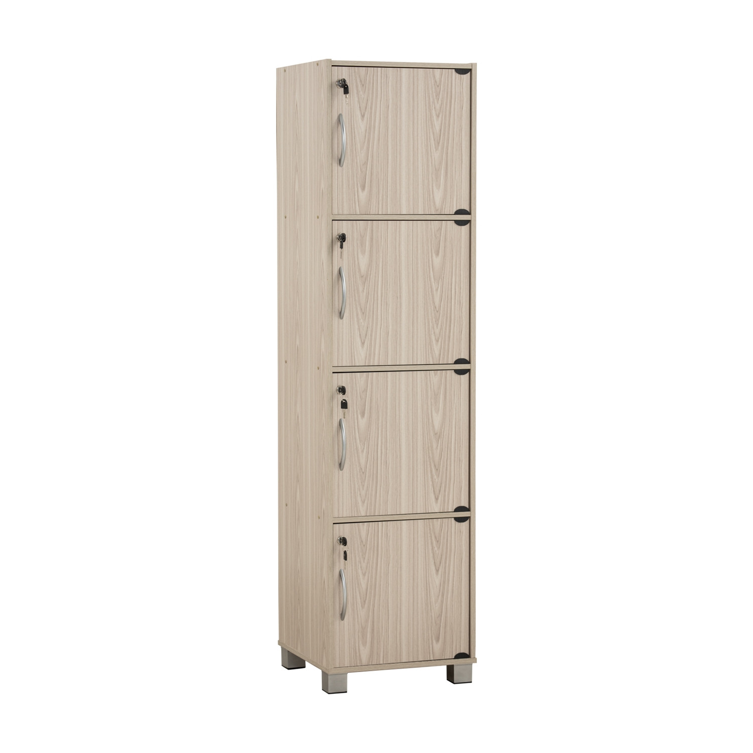 CODEY 4 DOOR STORAGE BOX WITH LOCK & LEG SILVER/GREY LINE