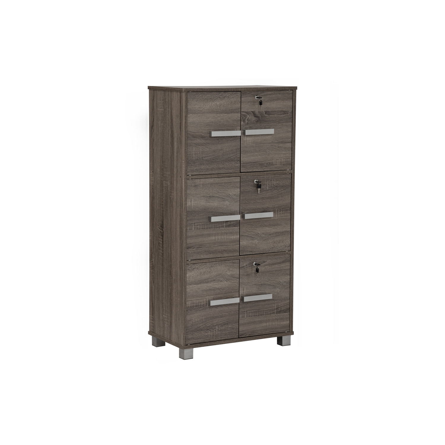 NAOMI 6 DOOR STORAGE BOX WITH LOCK SONOMA DARK