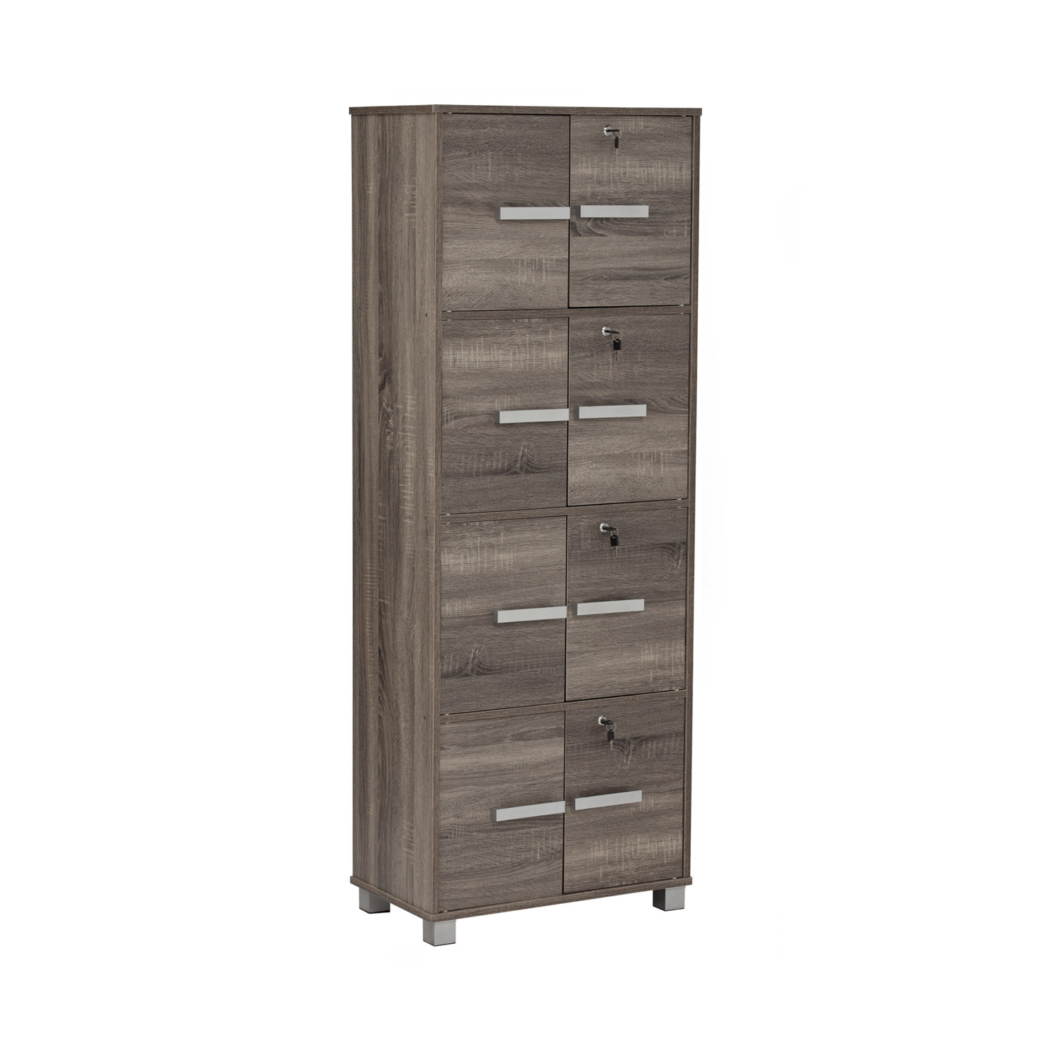 NAOMI 8 DOOR STORAGE BOX WITH LOCK SONOMA DARK