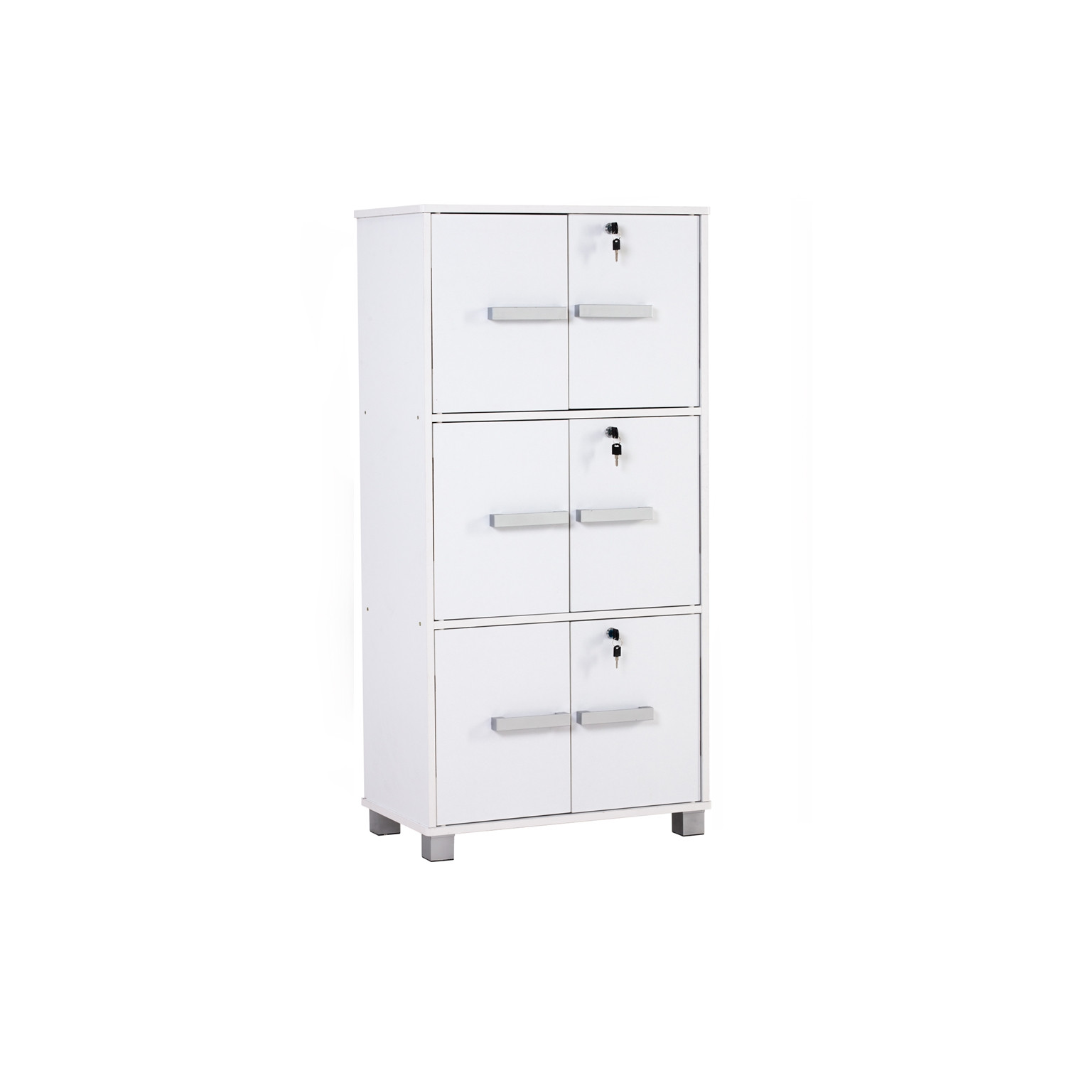 NAOMI 6 DOOR STORAGE BOX WITH LOCK WHITE