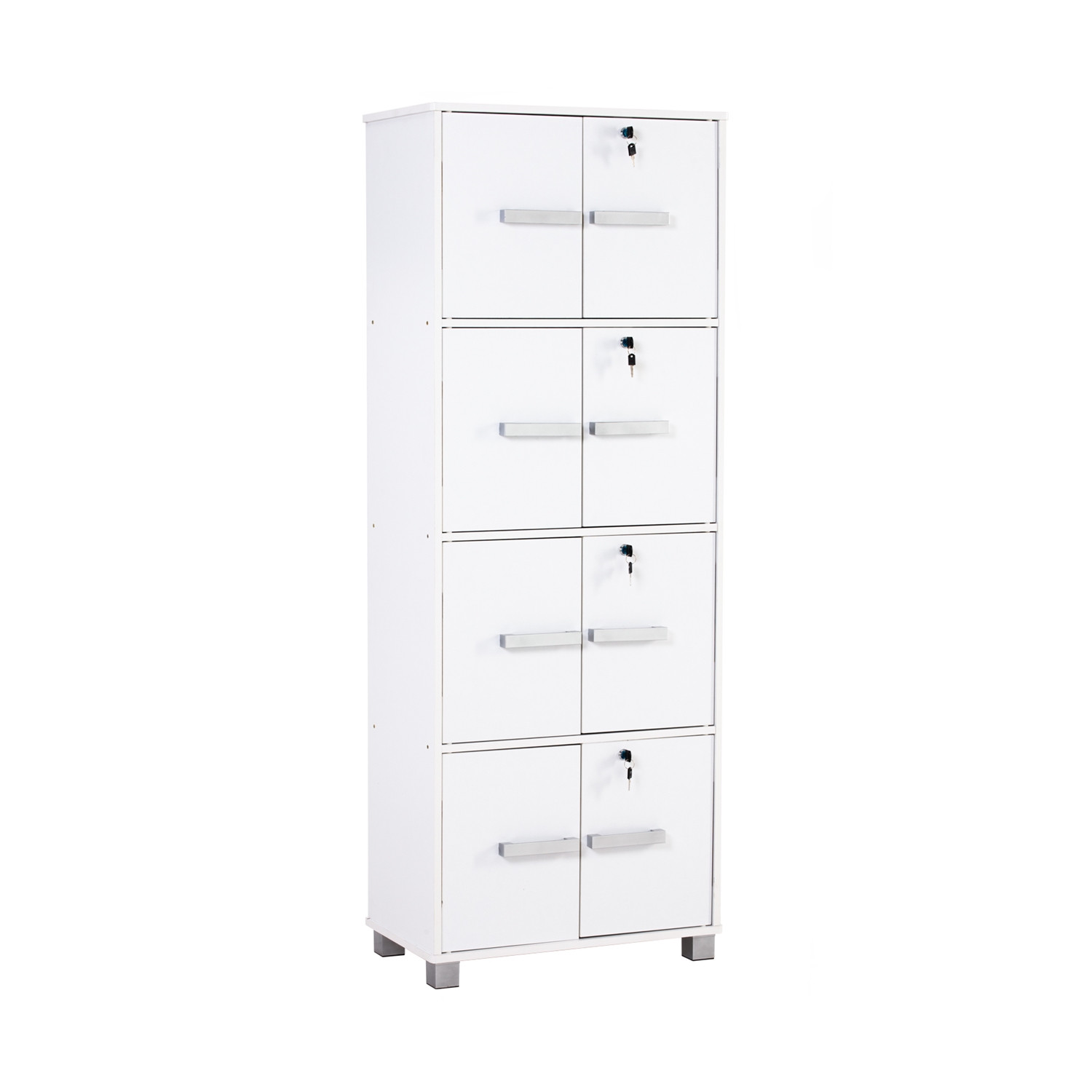 NAOMI 8 DOOR STORAGE BOX WITH LOCK WHITE