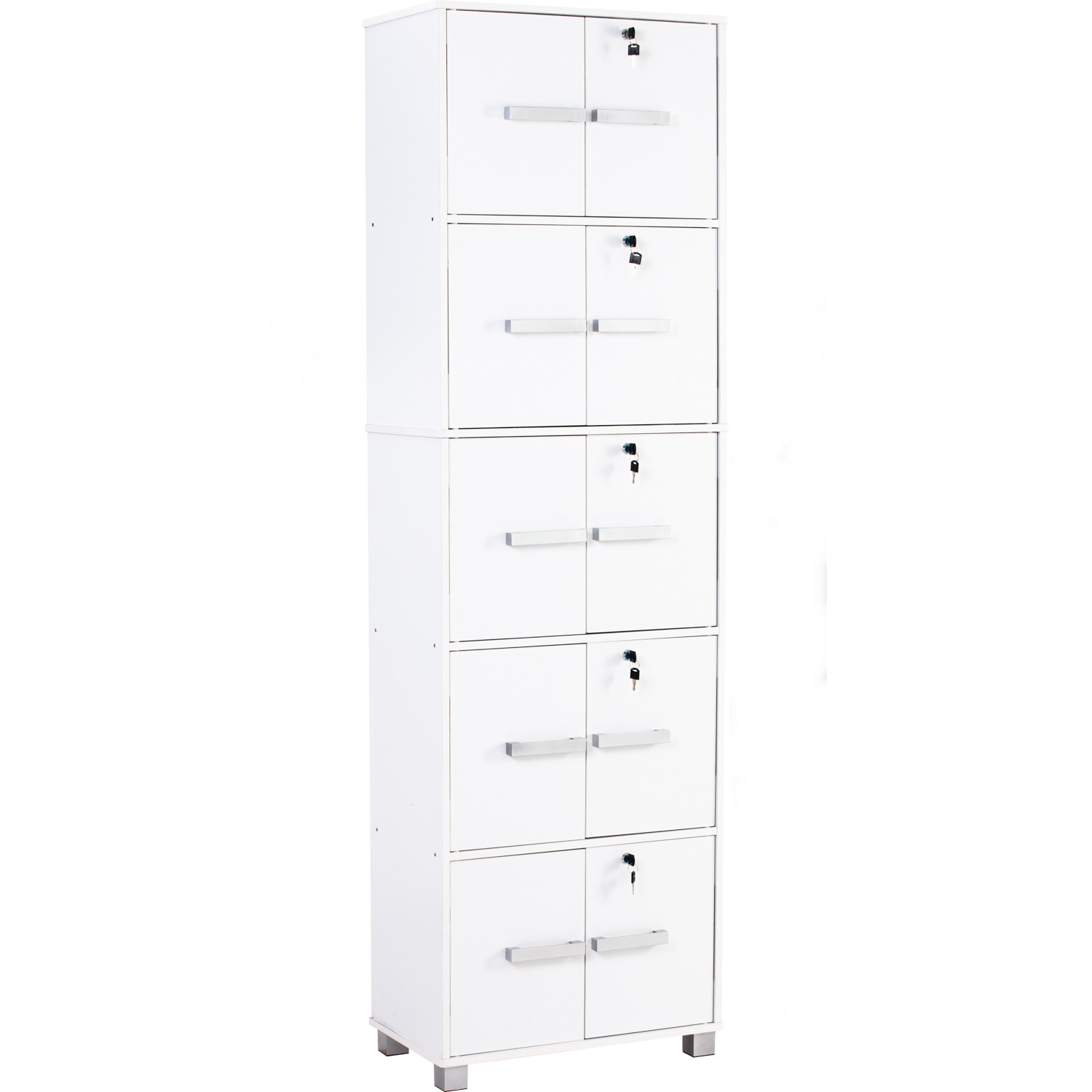 NAOMI 10 DOOR STORAGE BOX WITH LOCK WHITE