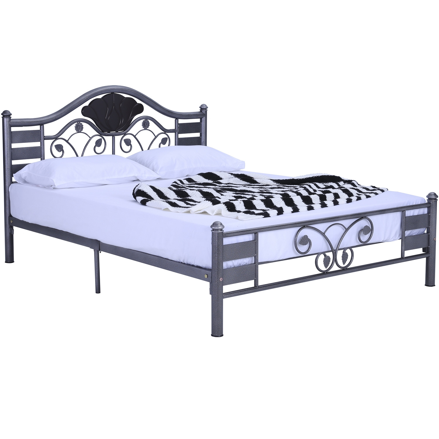 KINTA QUEEN BED WITH 1900MM SIDE RAIL  ANTIQUE SILVER