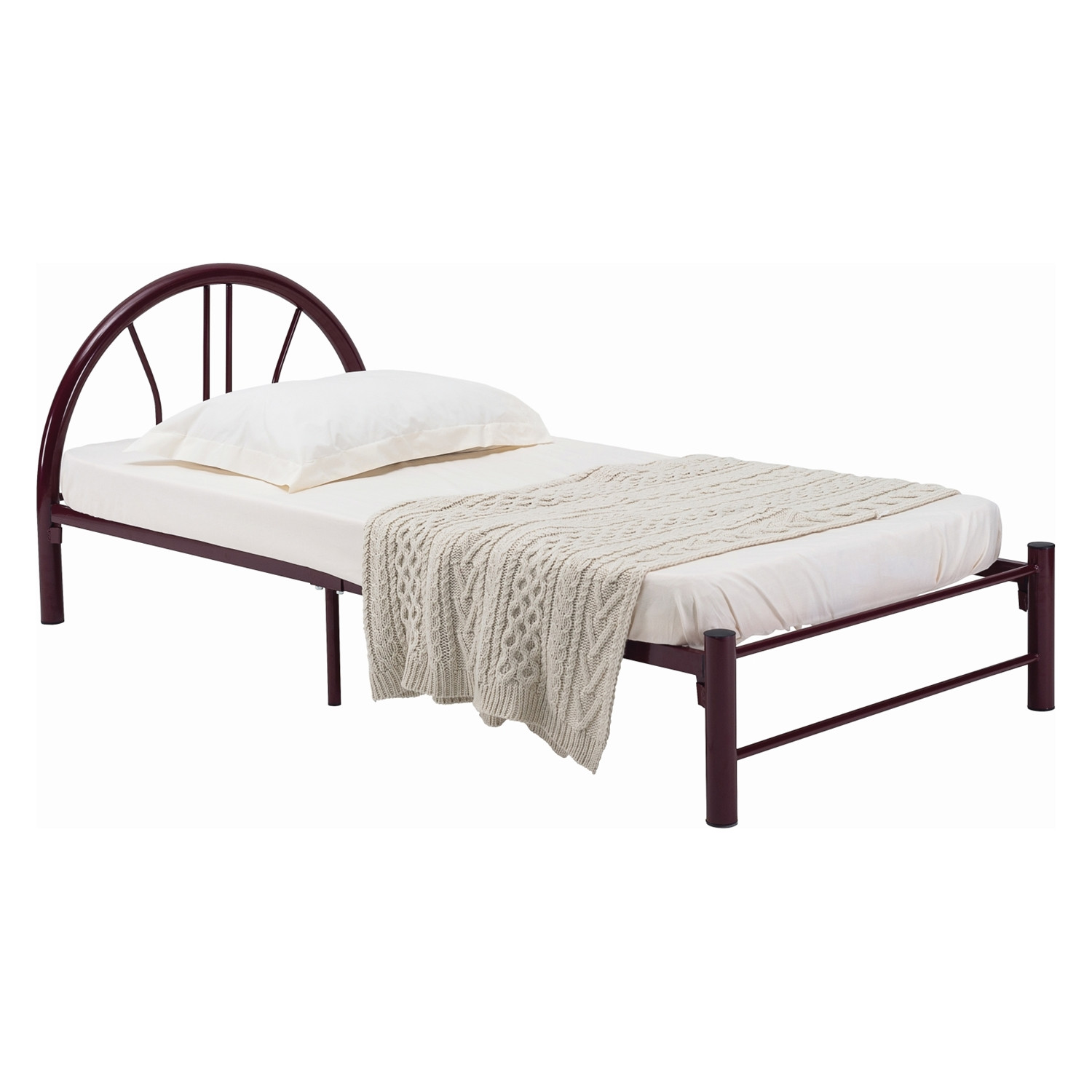 ROBERT SINGLE BED WITH 1900MM SIDE RAIL MAROON