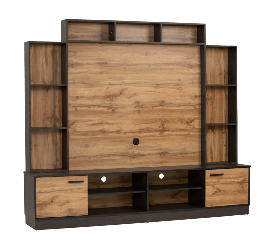NALADI 2.2M TV CABINET LIGHT BLACK/WALTAN OAK