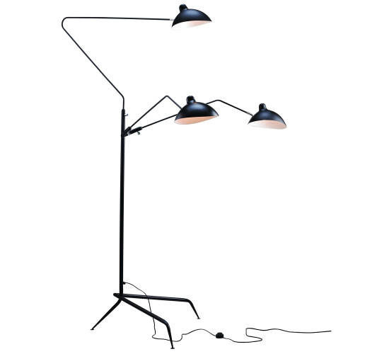 MANTIS TRIPLE LIGHT MATT BLACK ALUMINIUM + STEEL FLOOR LAMP