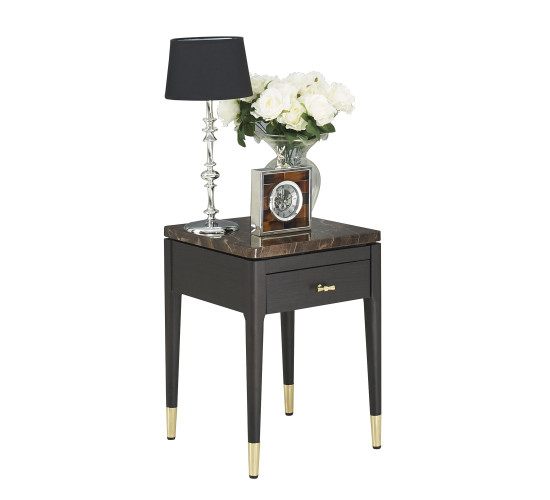 MICHALA NIGHT TABLE NT40 STONE TOP ESPRESSO CANYON...