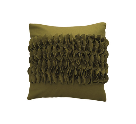 EVON GREEN COTTON APPLIQUE CUSHION