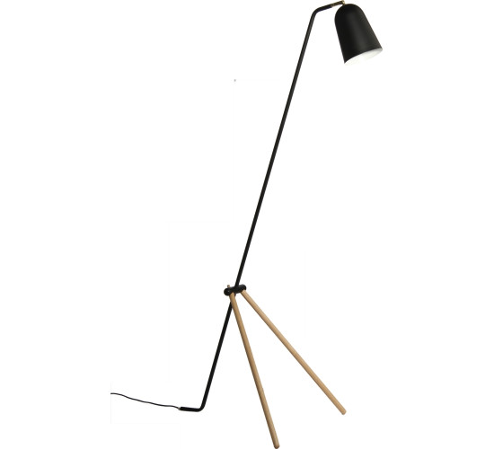 GIRAFFE FLOOR LAMP IN MATT BLACK COLOUR WITH OAK COLOUR LEG (CE)(#)