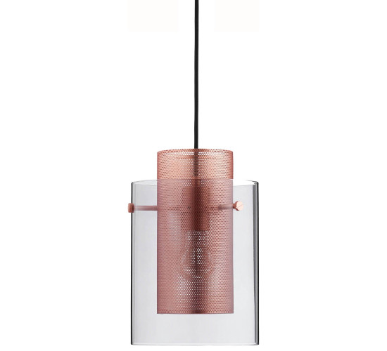 TETRA MATT BRUSHED COPPER SHADE WITH SMOKE GLASS COVER PENDANT LAMP (CCC) (#)