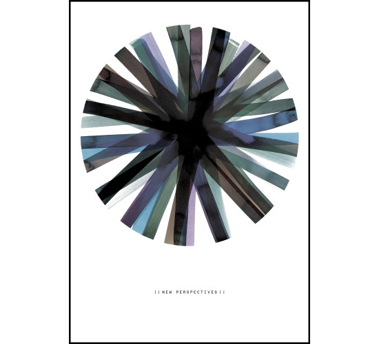 AQUARELLE CIRCLE PRINTED ART IN BLACK FRAME (#)