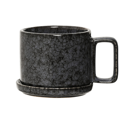 DIA100 MUG WITH SAUCER IN BLACK COLOUR (#)