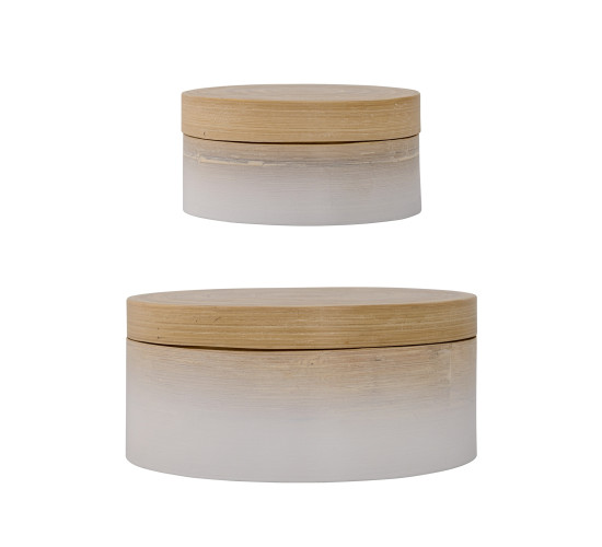 SET OF 2 SIZES STORAGE BOX WITH LID IN WHITE COLOU...