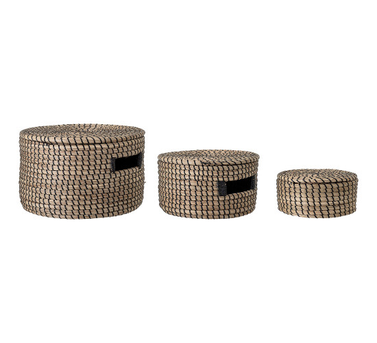 SET OF 3 SIZES BASKET WITH LID IN NATURE COLOUR (#...