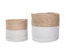 SET OF 2 SIZES BASKET IN WHITE AND NATURE COLOUR (#)