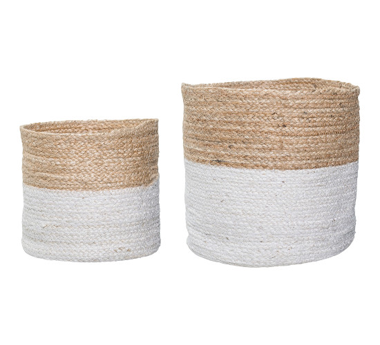 SET OF 2 SIZES BASKET IN WHITE AND NATURE COLOUR (#)