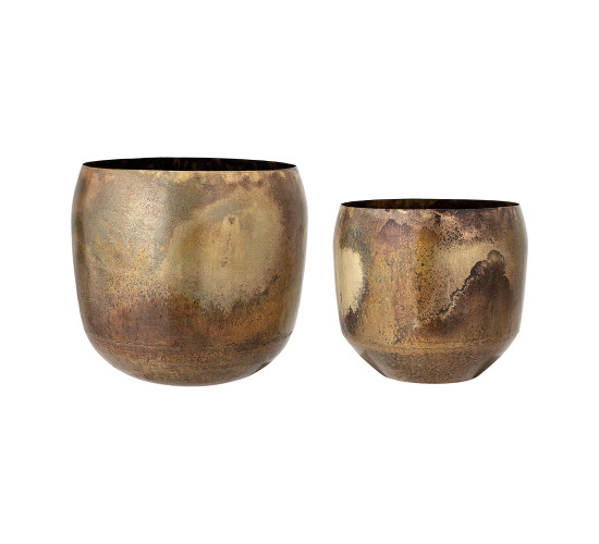 SET OF 2 SIZES FLOWERPOT IN BRASS (#)