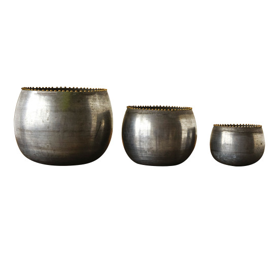 SET OF 3 SIZES FLOWERPOT IN BLACK COLOUR (#)