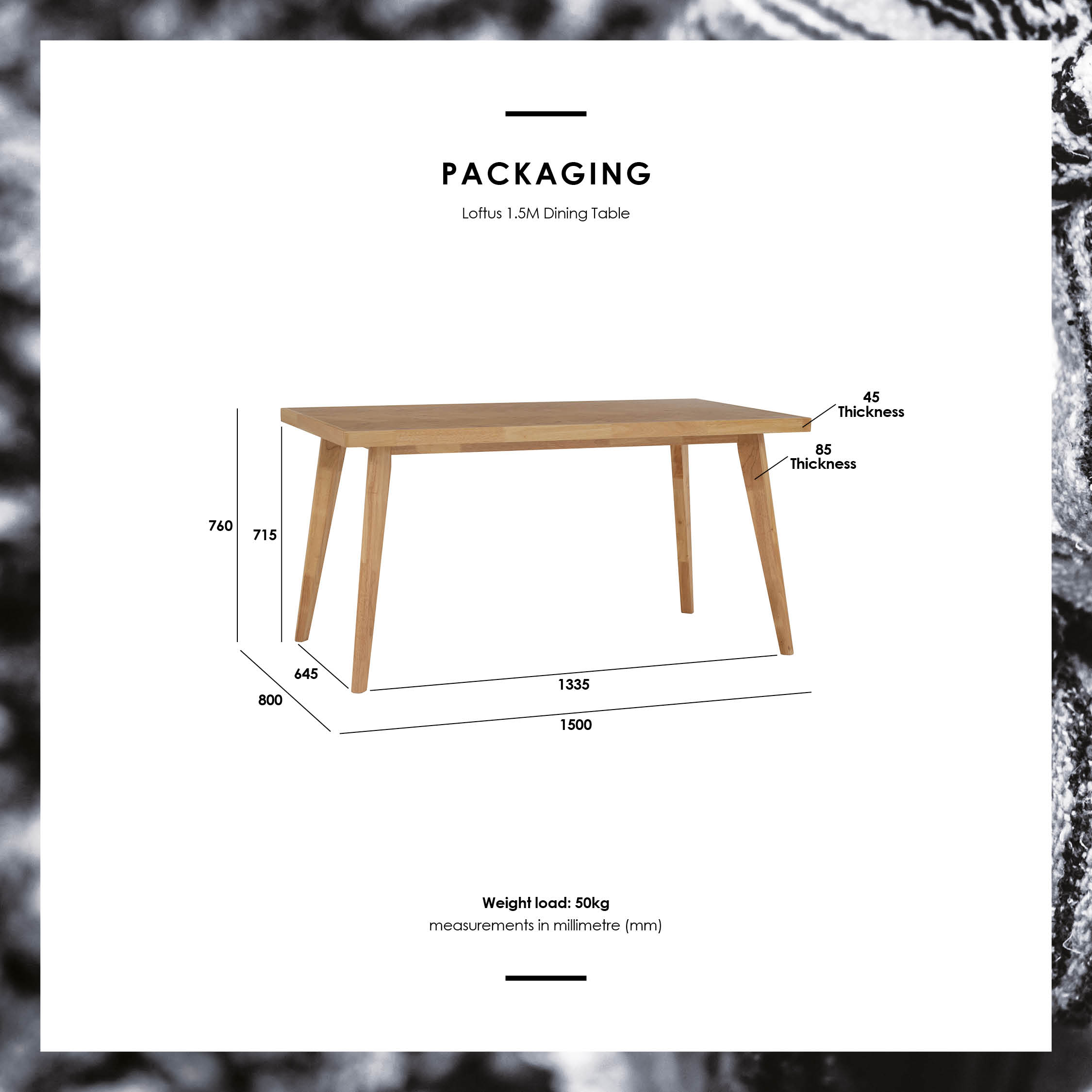 LOFTUS 800X1500 DINING TABLE 1001