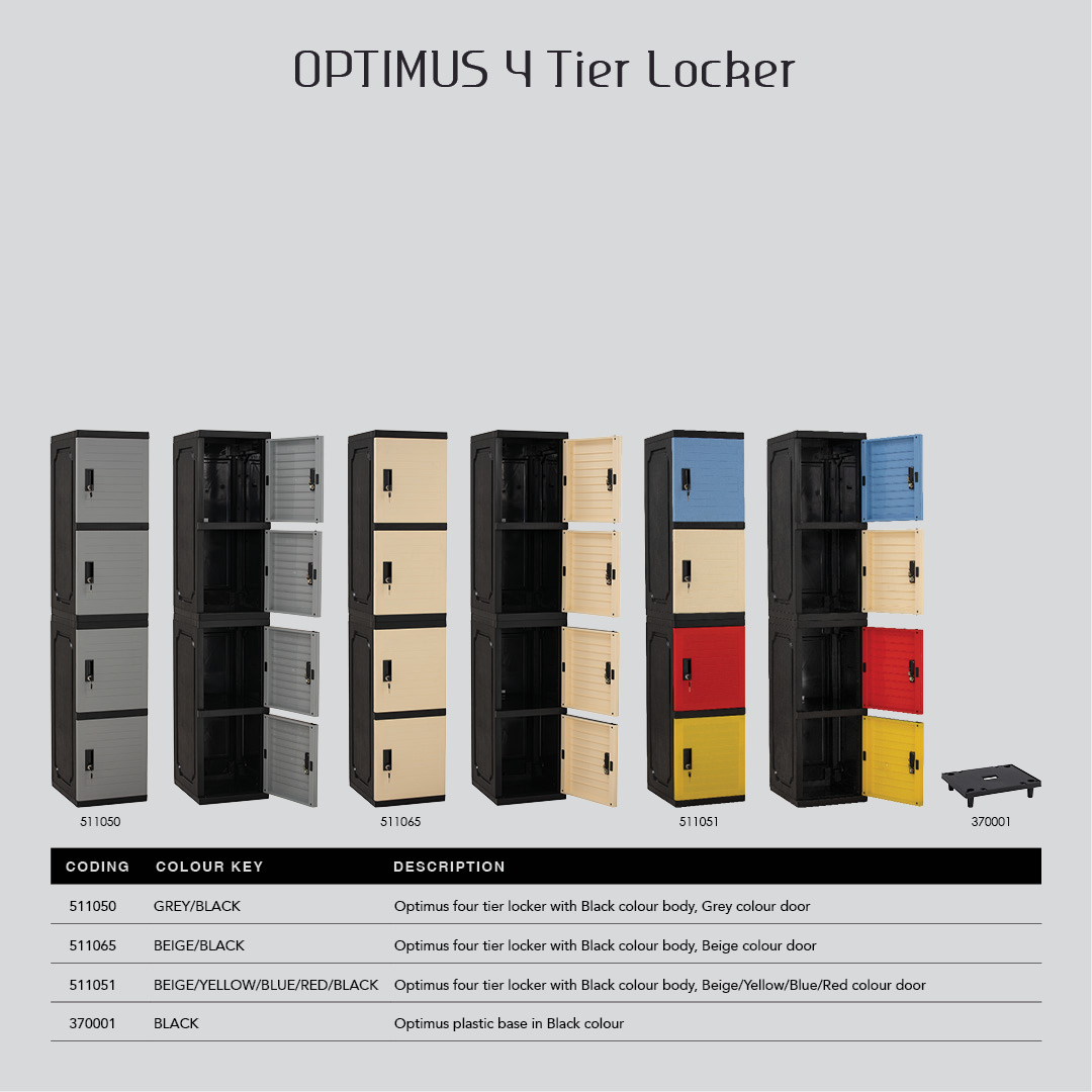 OPTIMUS FOUR TIER LOCKER BEIGE/YELLOW/BLUE/RED